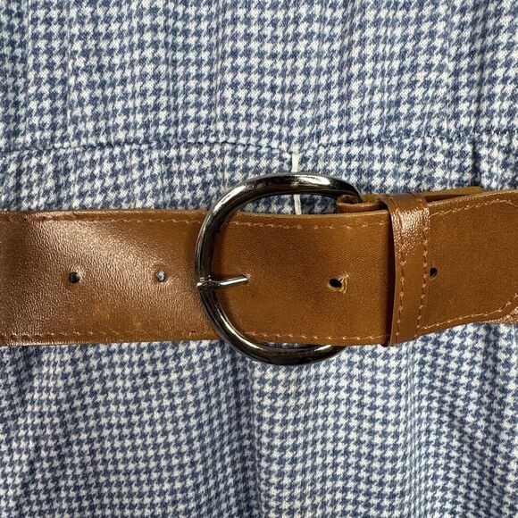 VTG Alison J. Midi Dress Womens Sz 12 Blue White Plaid 3/4 Sleeve Cottagecore - Picture 9 of 16